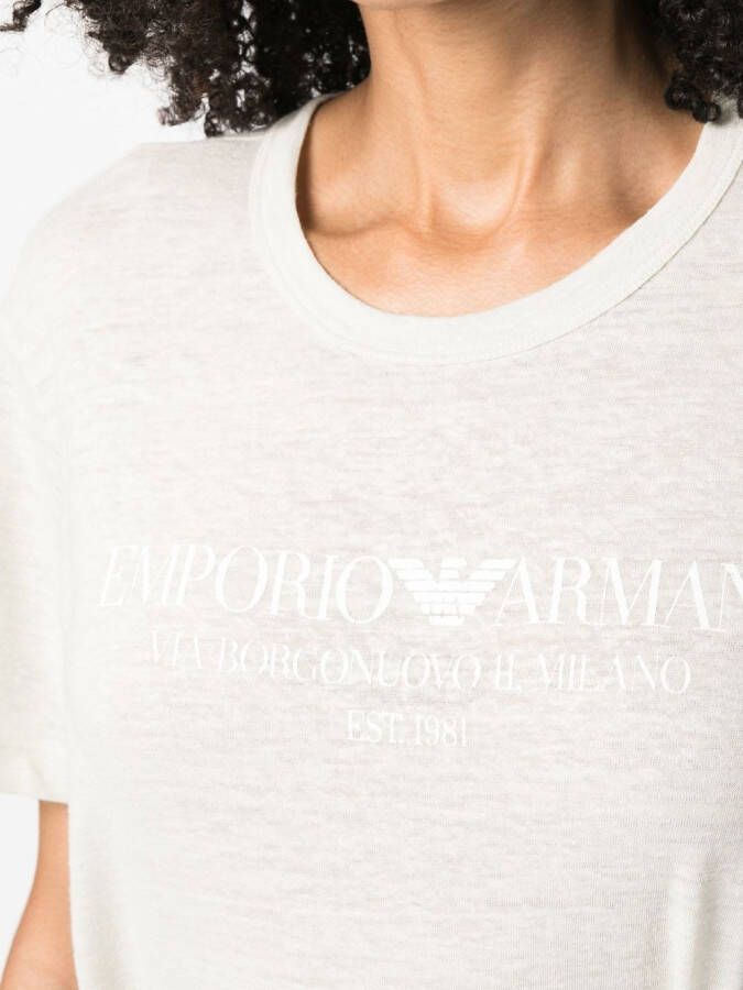 Emporio Armani T-shirt met logoprint Beige