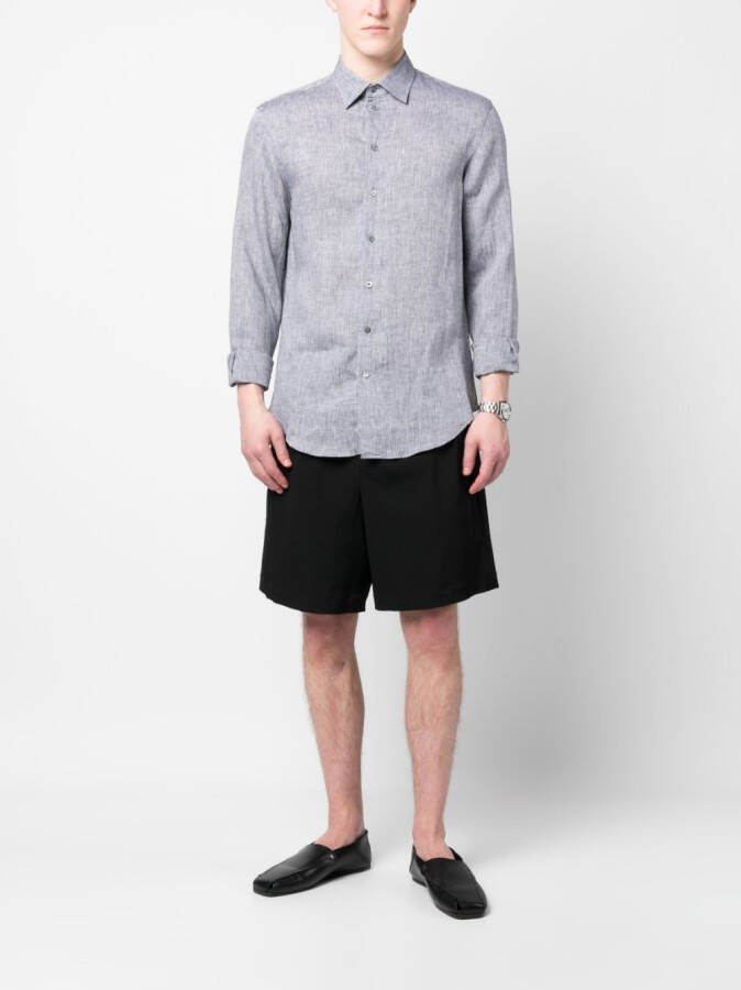 Emporio Armani Linnen overhemd Grijs