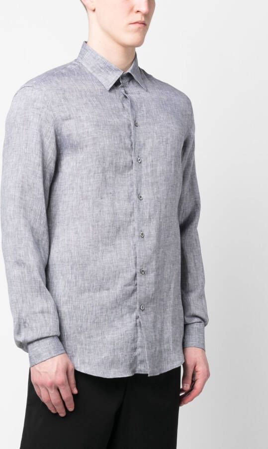 Emporio Armani Linnen overhemd Grijs