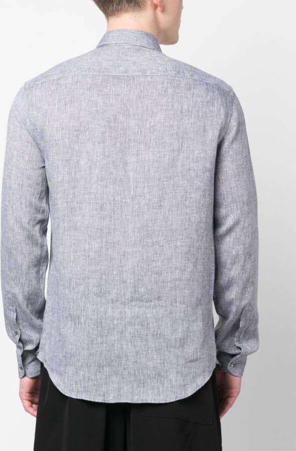 Emporio Armani Linnen overhemd Grijs