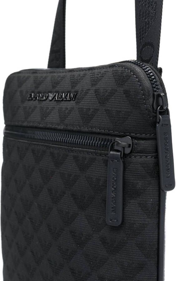 Emporio Armani Messengertas met jacquard logo Zwart