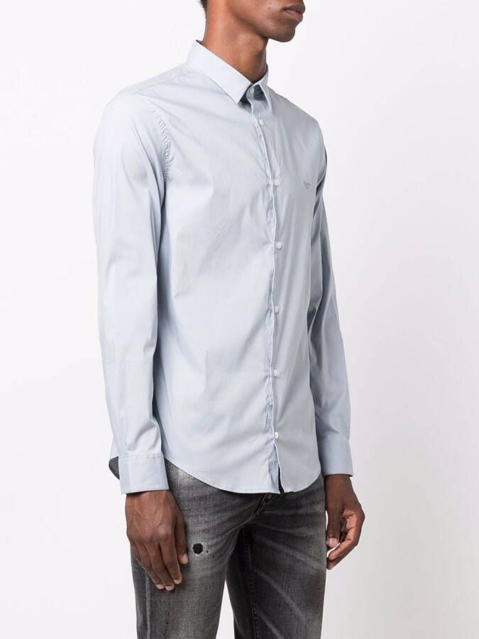 Emporio Armani Overhemd met geborduurd logo Blauw