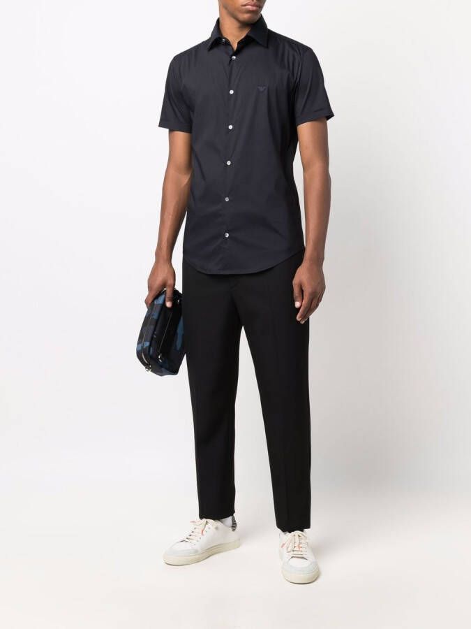 Emporio Armani Overhemd met geborduurd logo Blauw