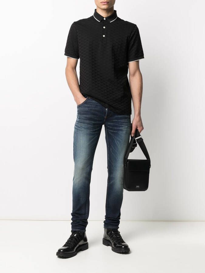 Emporio Armani Poloshirt met geborduurd logo Zwart