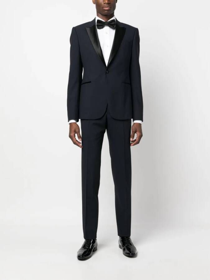 Emporio Armani Pak met enkele rij knopen en satijnen afwerking Blauw