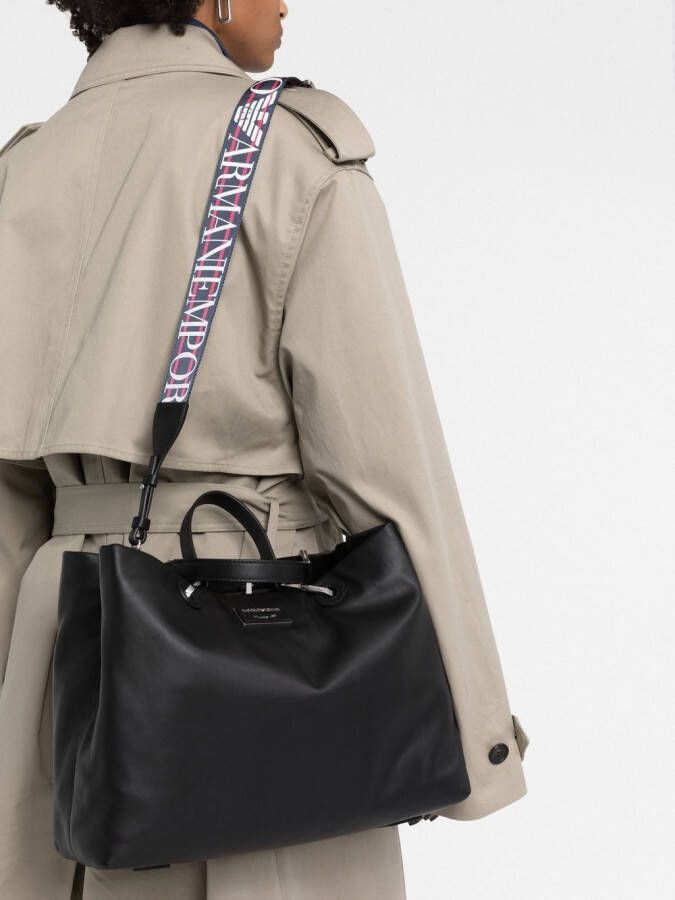 Emporio Armani Shopper met logoplakkaat Zwart