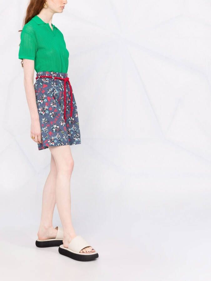 Emporio Armani Shorts met bloemenprint Blauw