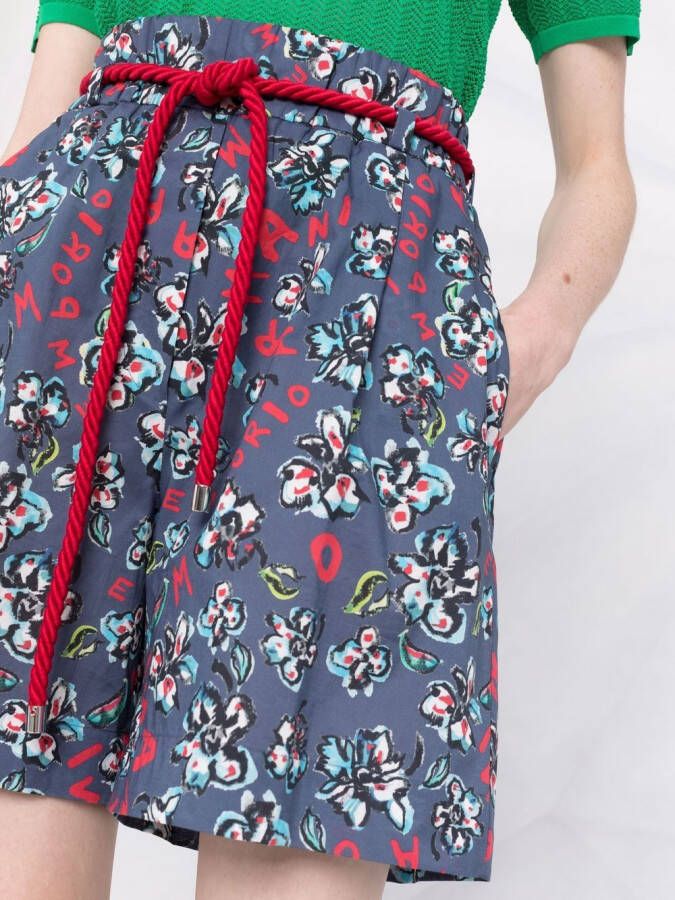 Emporio Armani Shorts met bloemenprint Blauw