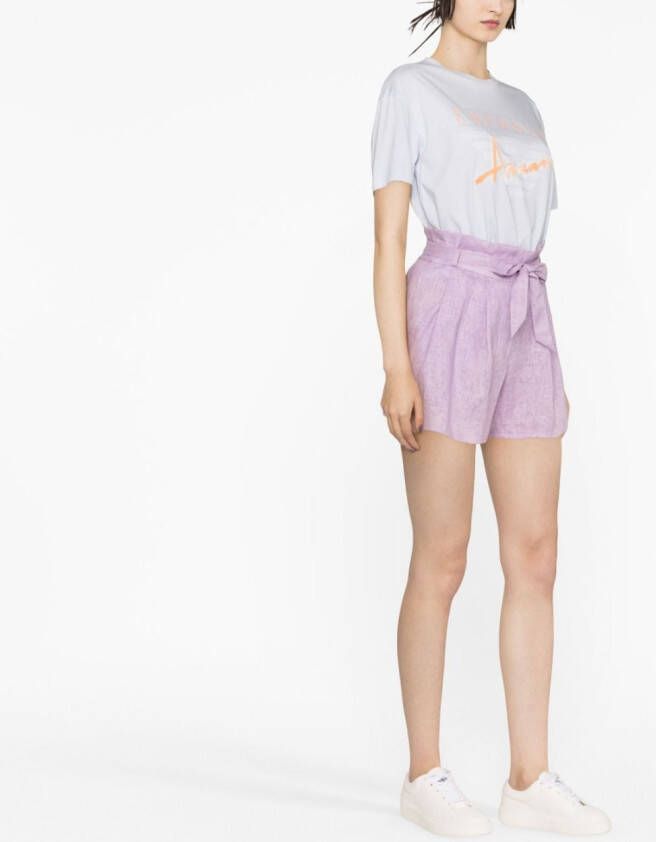 Emporio Armani Shorts met paperbag taille Paars