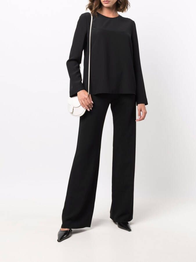 Emporio Armani High waist broek met wijde pijpen Zwart
