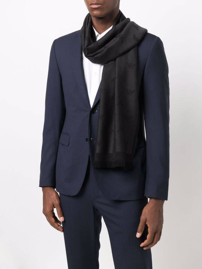 Emporio Armani Sjaal met geborduurd logo Zwart