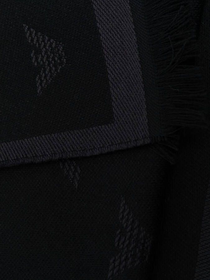 Emporio Armani Sjaal met geborduurd logo Zwart
