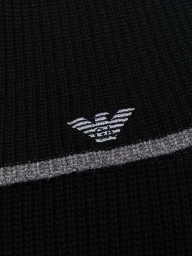 Emporio Armani Sjaal met geborduurd logo Zwart