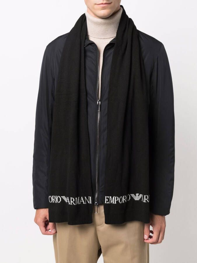 Emporio Armani Sjaal met logo intarsia Zwart