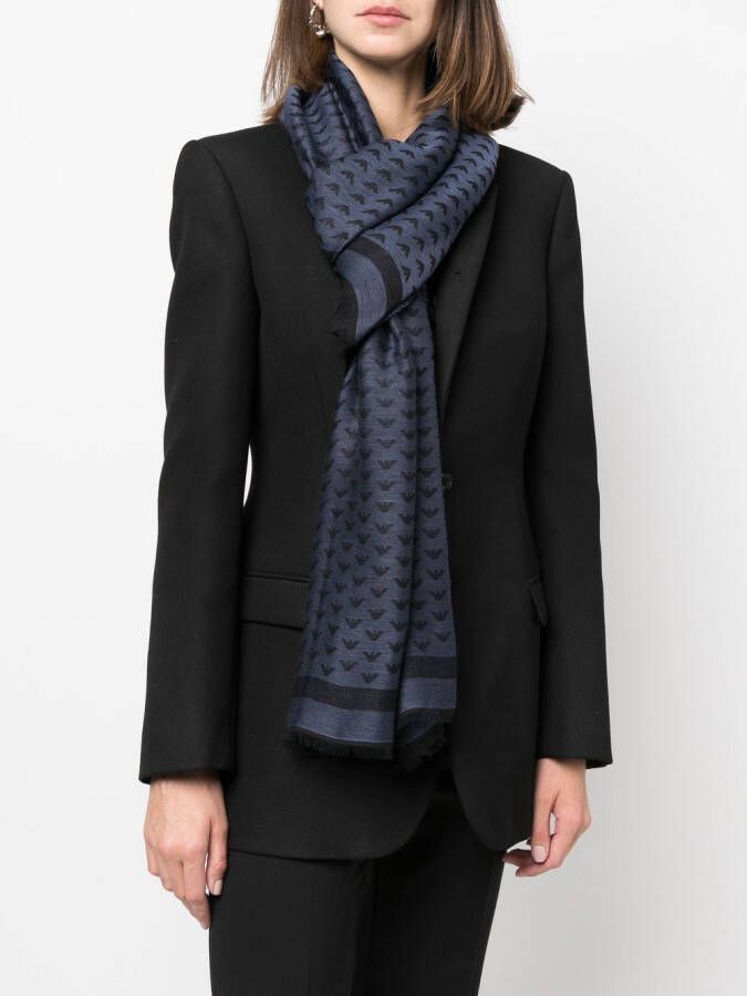 Emporio Armani Sjaal met logoprint Blauw