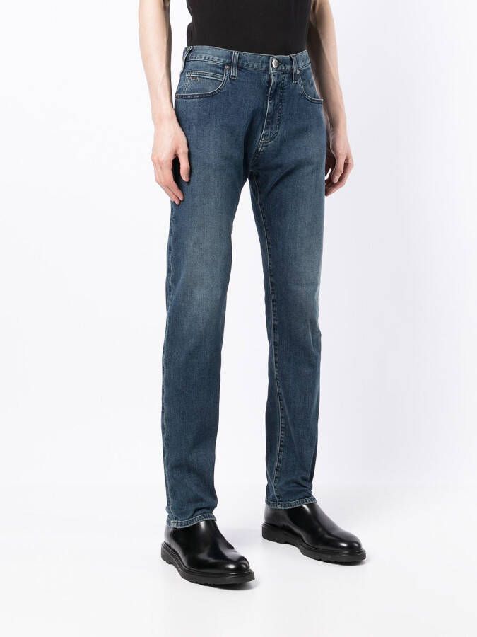 Emporio Armani J45 straight twill jeans Blauw