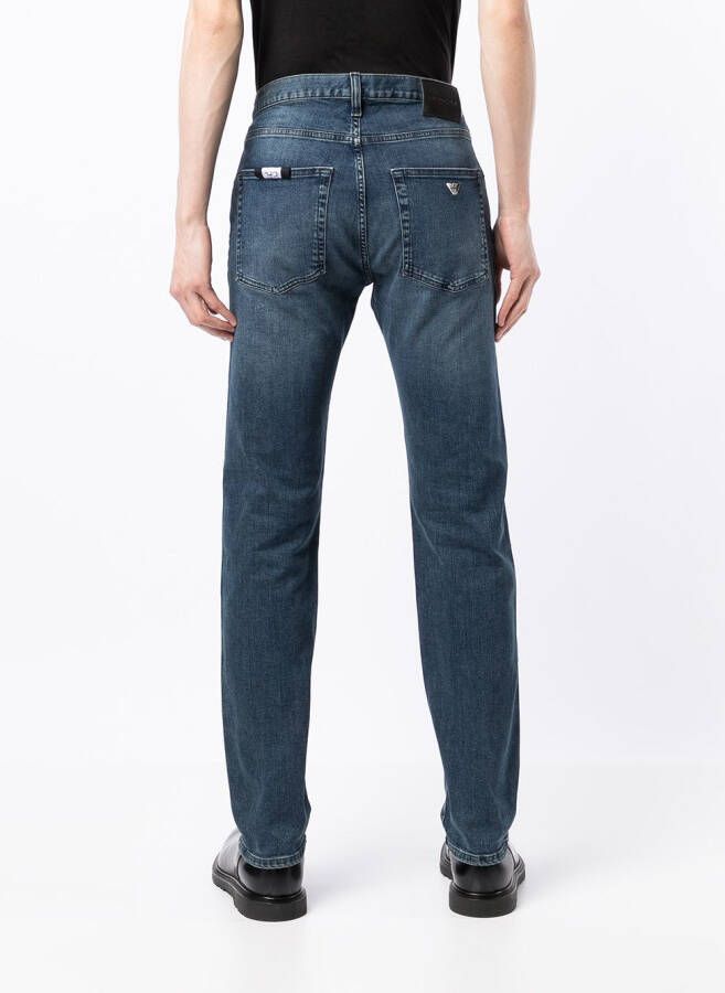 Emporio Armani J45 straight twill jeans Blauw