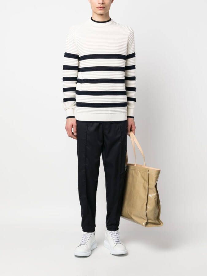Emporio Armani Gestreepte geribbelde trui Wit