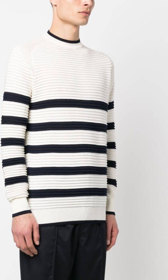Emporio Armani Gestreepte geribbelde trui Wit