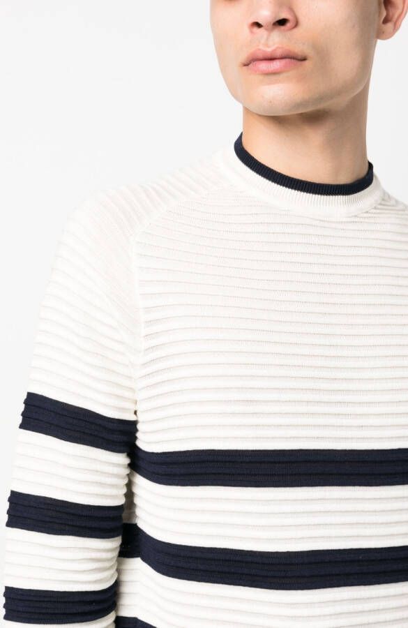 Emporio Armani Ribgebreide sweater Wit