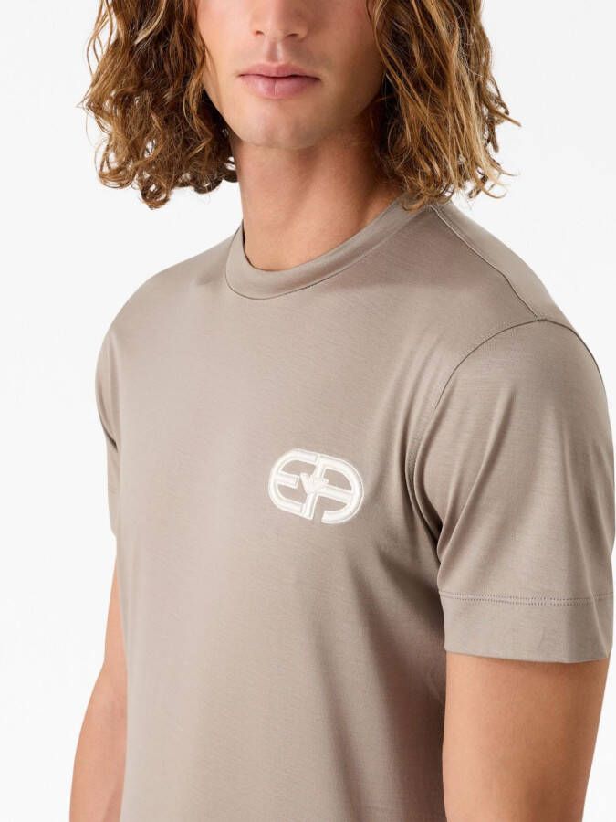 Emporio Armani T-shirt met geborduurd logo Beige
