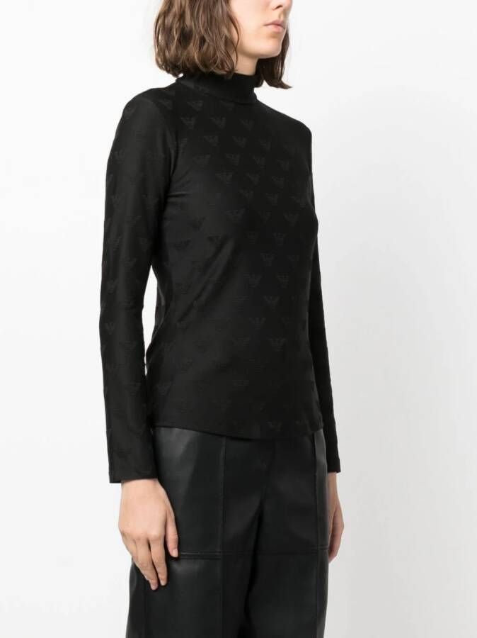 Emporio Armani T-shirt met logo jacquard Zwart