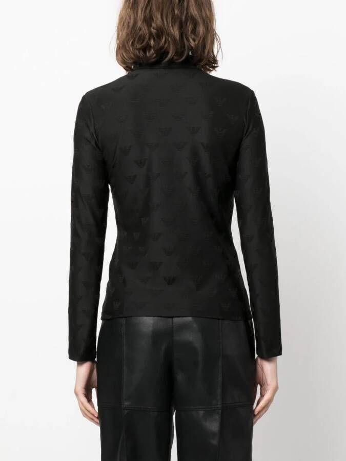 Emporio Armani T-shirt met logo jacquard Zwart