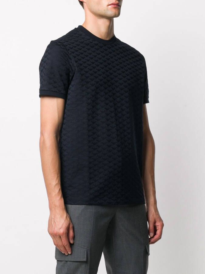 Emporio Armani T-shirt met logo reliëf Blauw