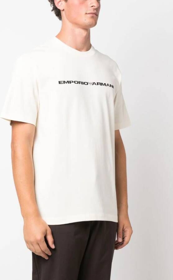 Emporio Armani T-shirt met logoprint Beige