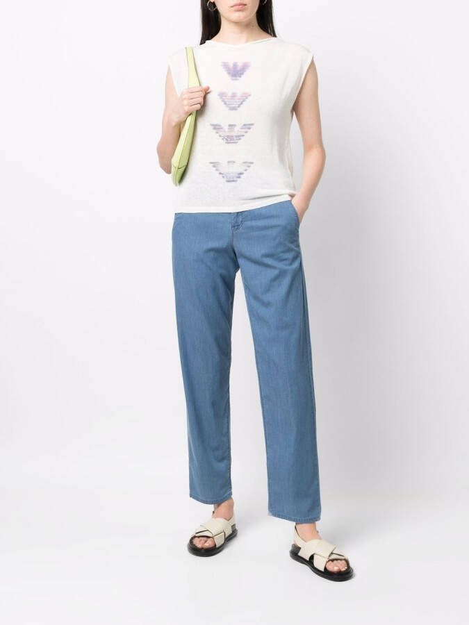 Emporio Armani T-shirt met logoprint Beige