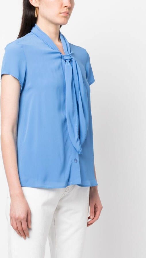 Emporio Armani T-shirt met gestrikte hals Blauw