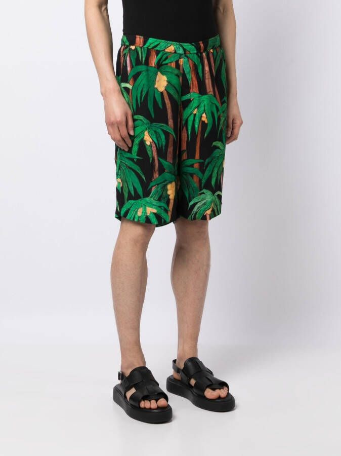 Endless Joy Bermuda shorts met palmboomprint Zwart