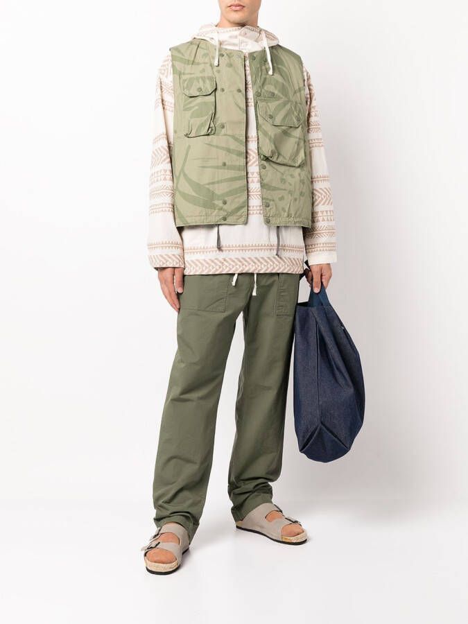 Engineered Garments Gilet met bladerenprint Groen