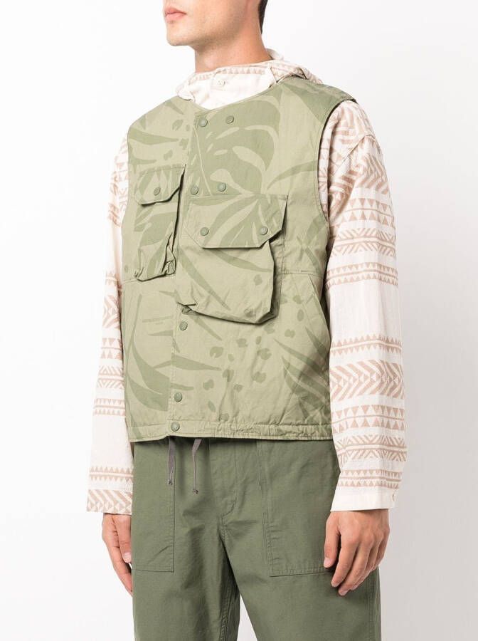 Engineered Garments Gilet met bladerenprint Groen