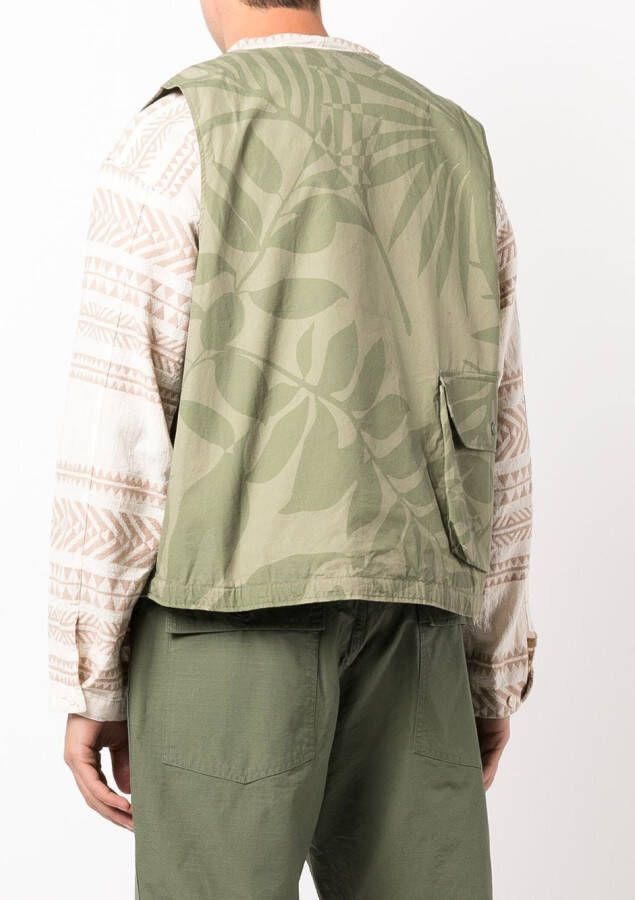 Engineered Garments Gilet met bladerenprint Groen