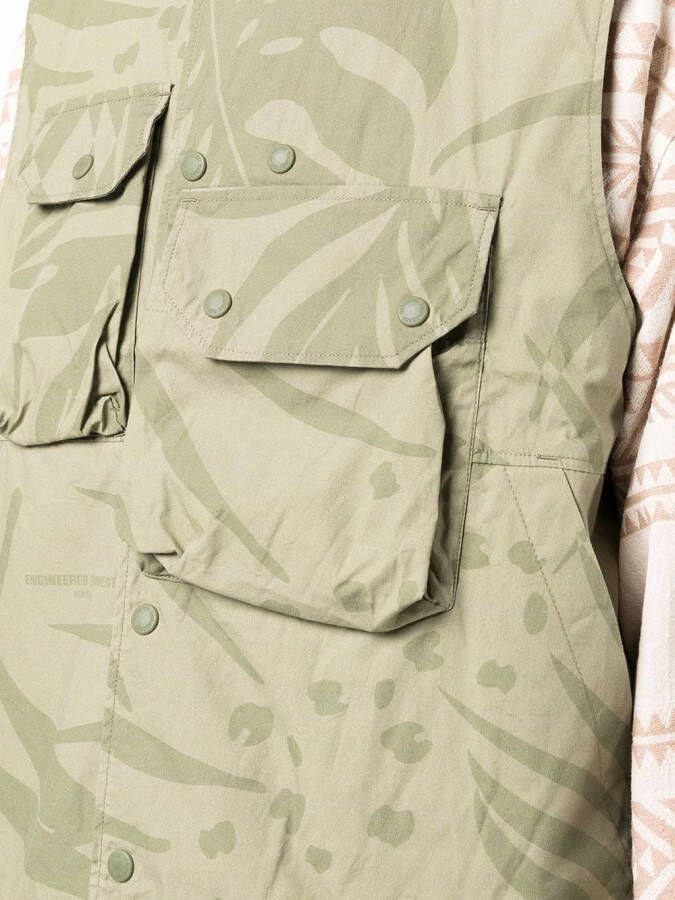 Engineered Garments Gilet met bladerenprint Groen