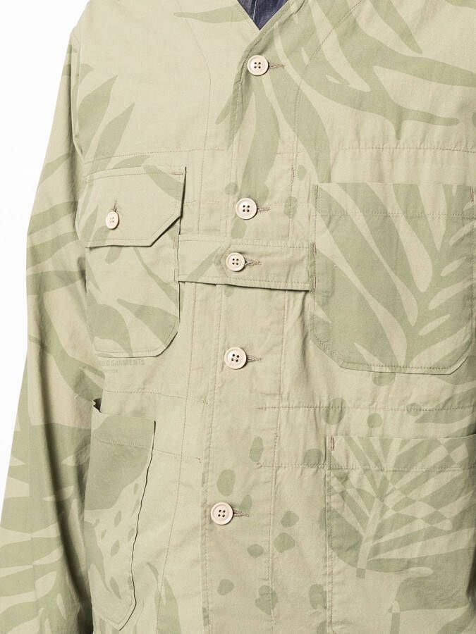 Engineered Garments Shirtjack met print Groen