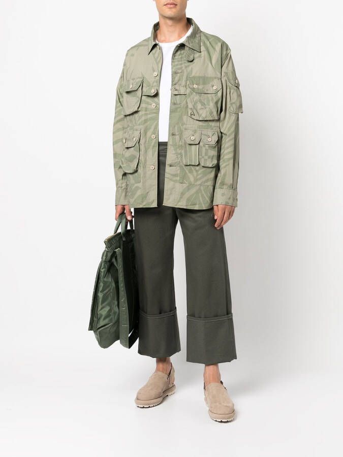 Engineered Garments Shirtjack met print Groen