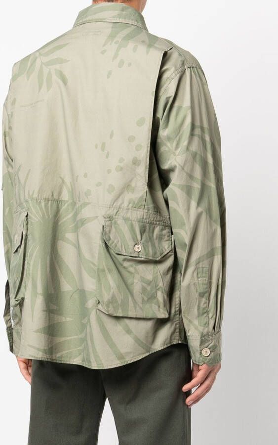 Engineered Garments Shirtjack met print Groen