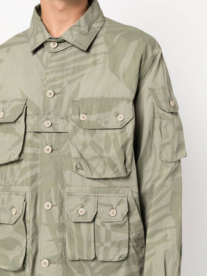 Engineered Garments Shirtjack met print Groen