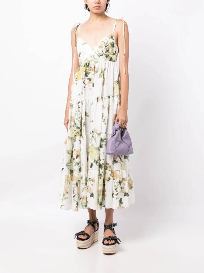 Erdem Maxi-jurk met bloemenprint Wit