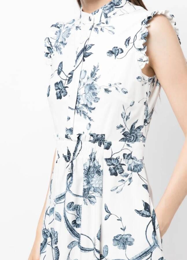 ERDEM Midi-jurk met bloemenprint Geel