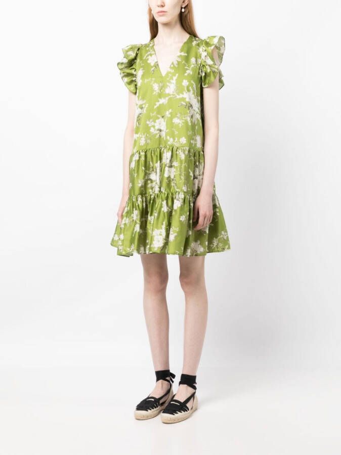 ERDEM Mini-jurk met bloemenprint Groen