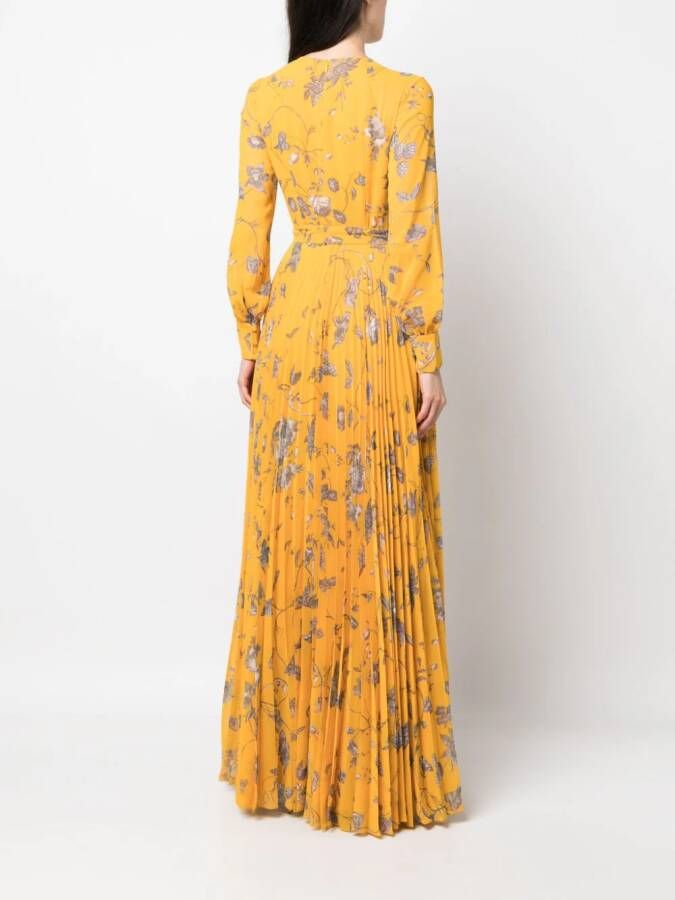 Erdem Maxi-jurk met bloemenprint Geel