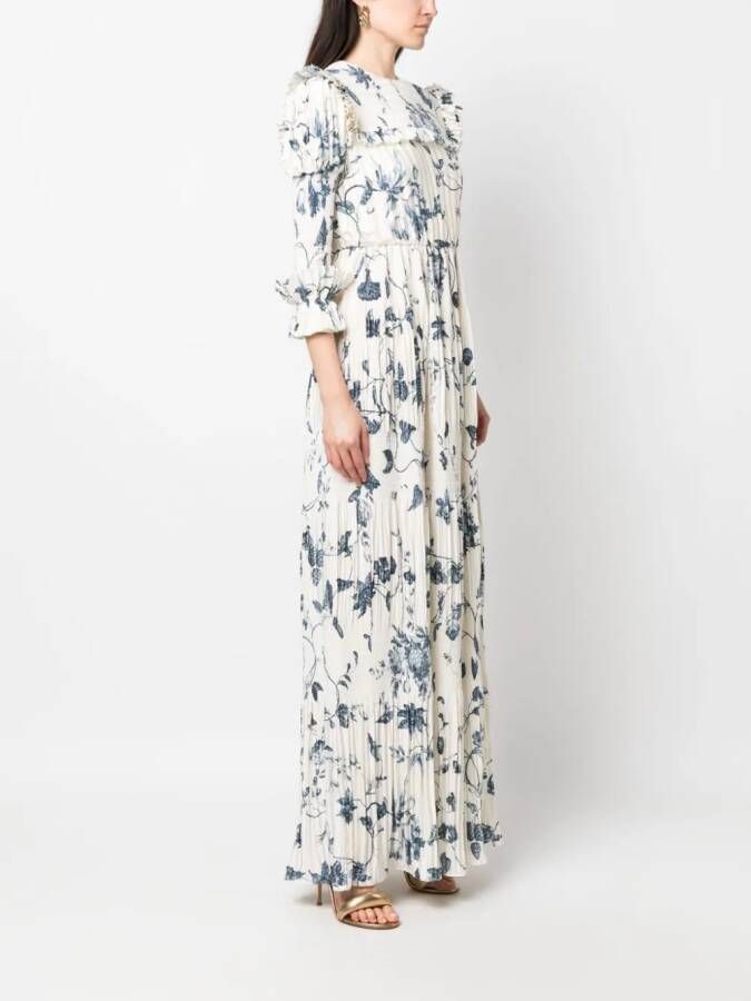 Erdem Maxi-jurk met bloemenprint Wit