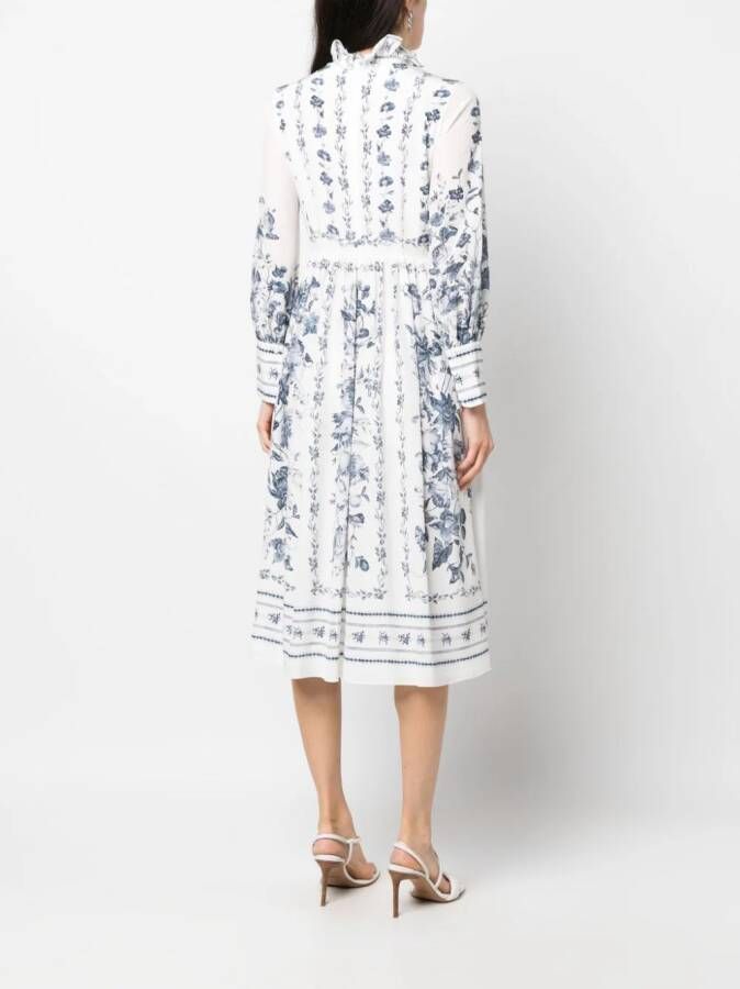 Erdem Midi-jurk met bloemenprint Wit