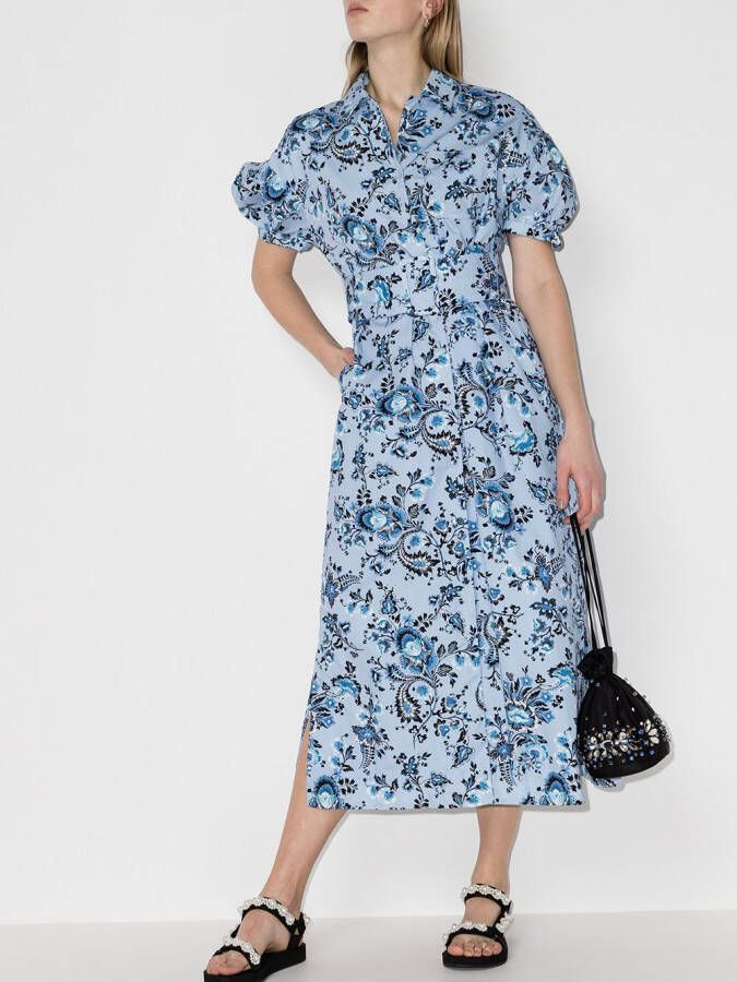 ERDEM Midi-jurk met print Blauw