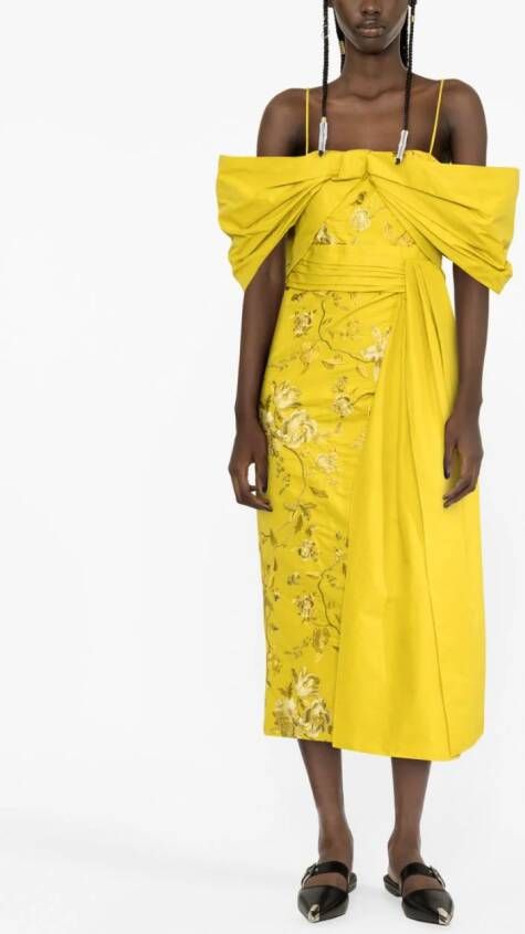 ERDEM Off-shoulder jurk Geel