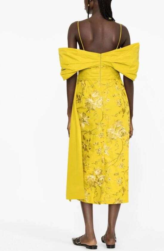 ERDEM Off-shoulder jurk Geel