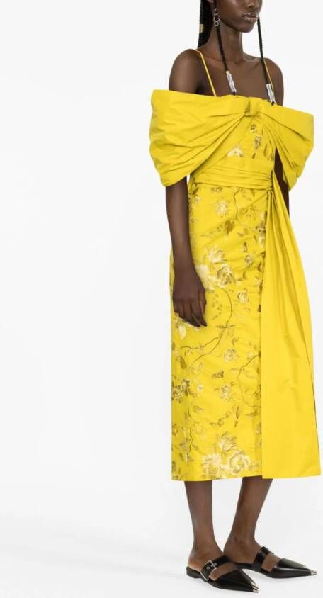 ERDEM Off-shoulder jurk Geel